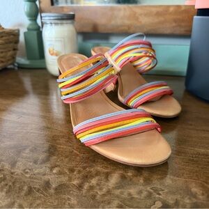 Madewell Rainbow-Striped Multicolor Leather Strap Sandals